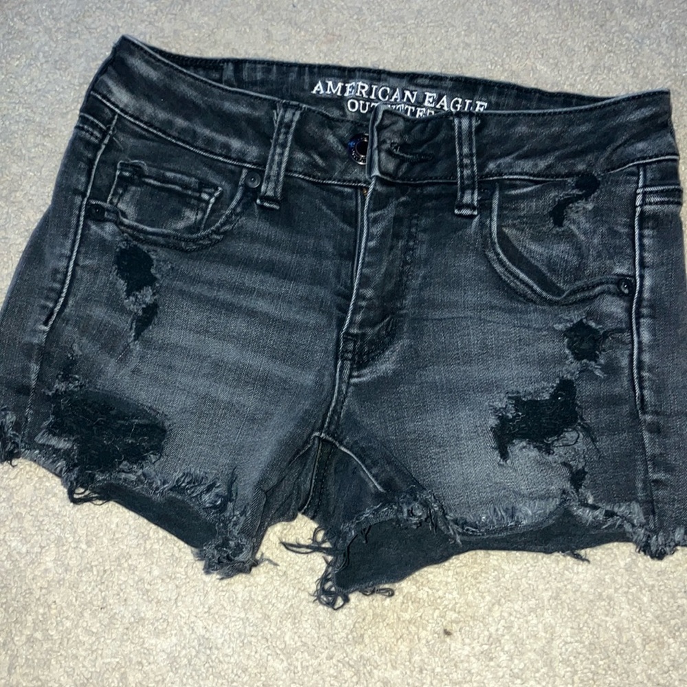 American eagle outfitters size 4 super stretch black jean shorts